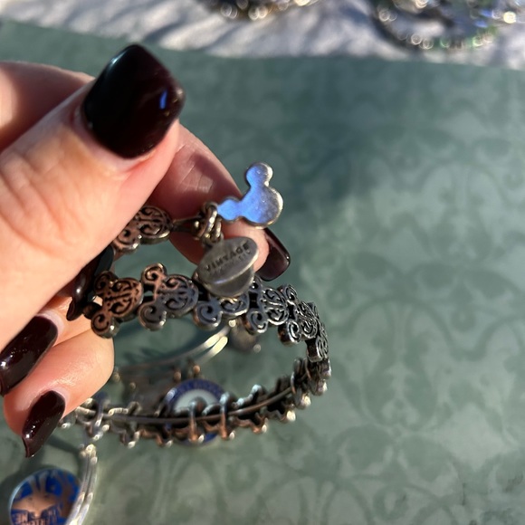 set of three Disney Alex and Ani, Pixar, silver bracelets, Mickey wrap around. - Picture 9 of 14